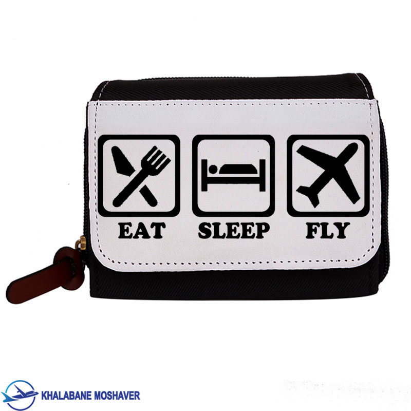 کیف پول هوانوردی طرح EAT SLEEP FLY
