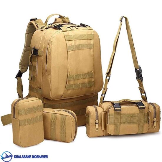 کوله پشتی تاکتیکال 4 تیکه خاکی