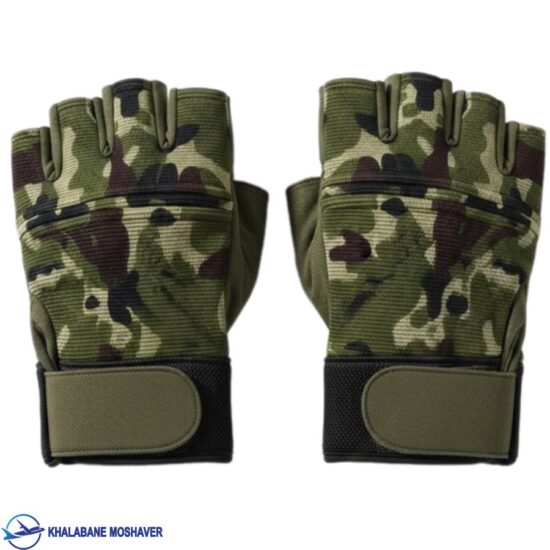 دستکش تاکتیکال نیم پنجه استتار