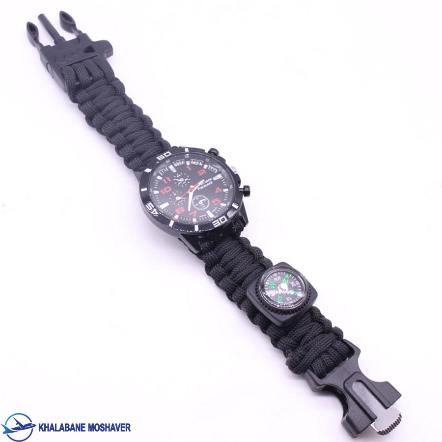 ساعت پاراکورد عقربه ای قطب نما دار مشکی