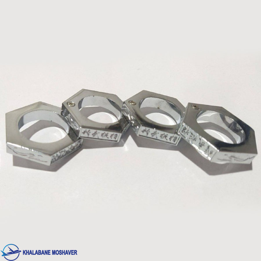 پنجه بوکس حلقه ای فلزی نقره ای طرح دار پنجه بوکس حلقه ای فلزی نقره ای طرح دار