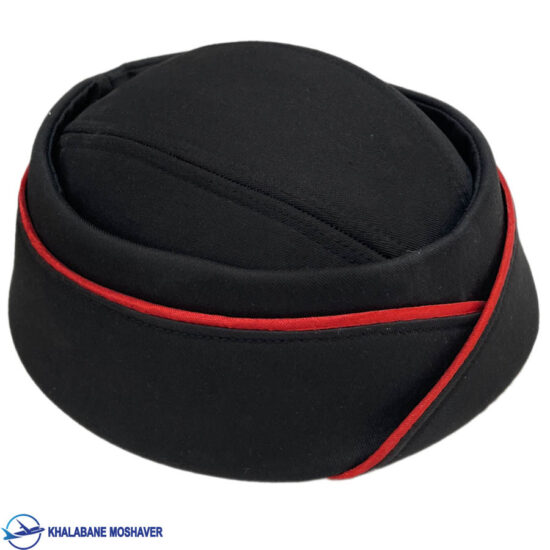 کلاه مهمانداری مشکی با یراق قرمز