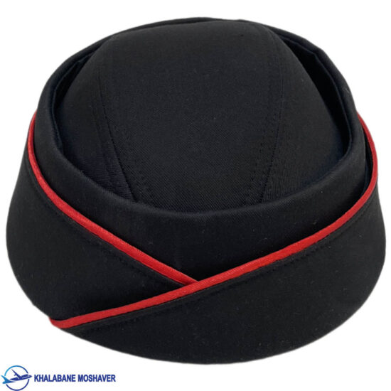 کلاه مهمانداری مشکی نوار قرمز